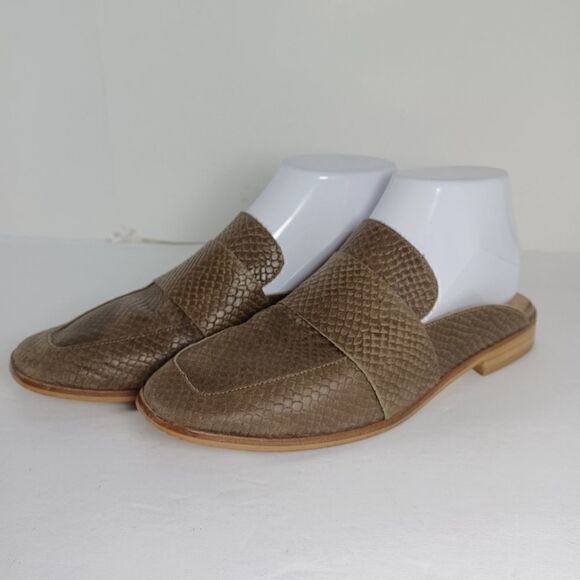 Free People Women’s EU37 US7 At Ease Leather Snakeskin Slip On Mule Loafers - Picture 1 of 11